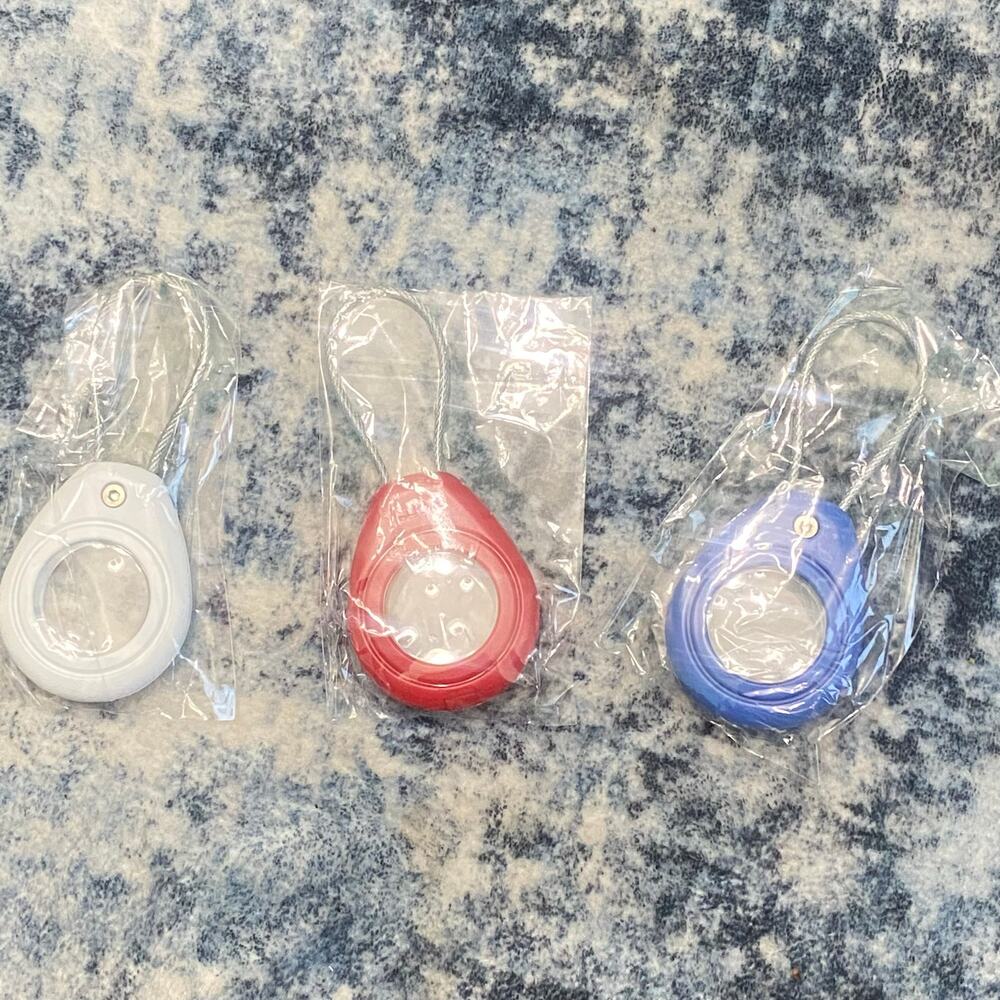 3-Pack AirTag Holder Keychain Cases – Red, Blue & Clear – AirTag Not Included